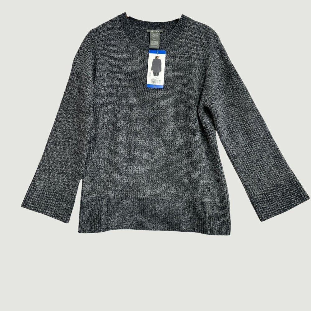 Matty M The Chenille Crew Neck Sweater Gray Women's Size L  M0221